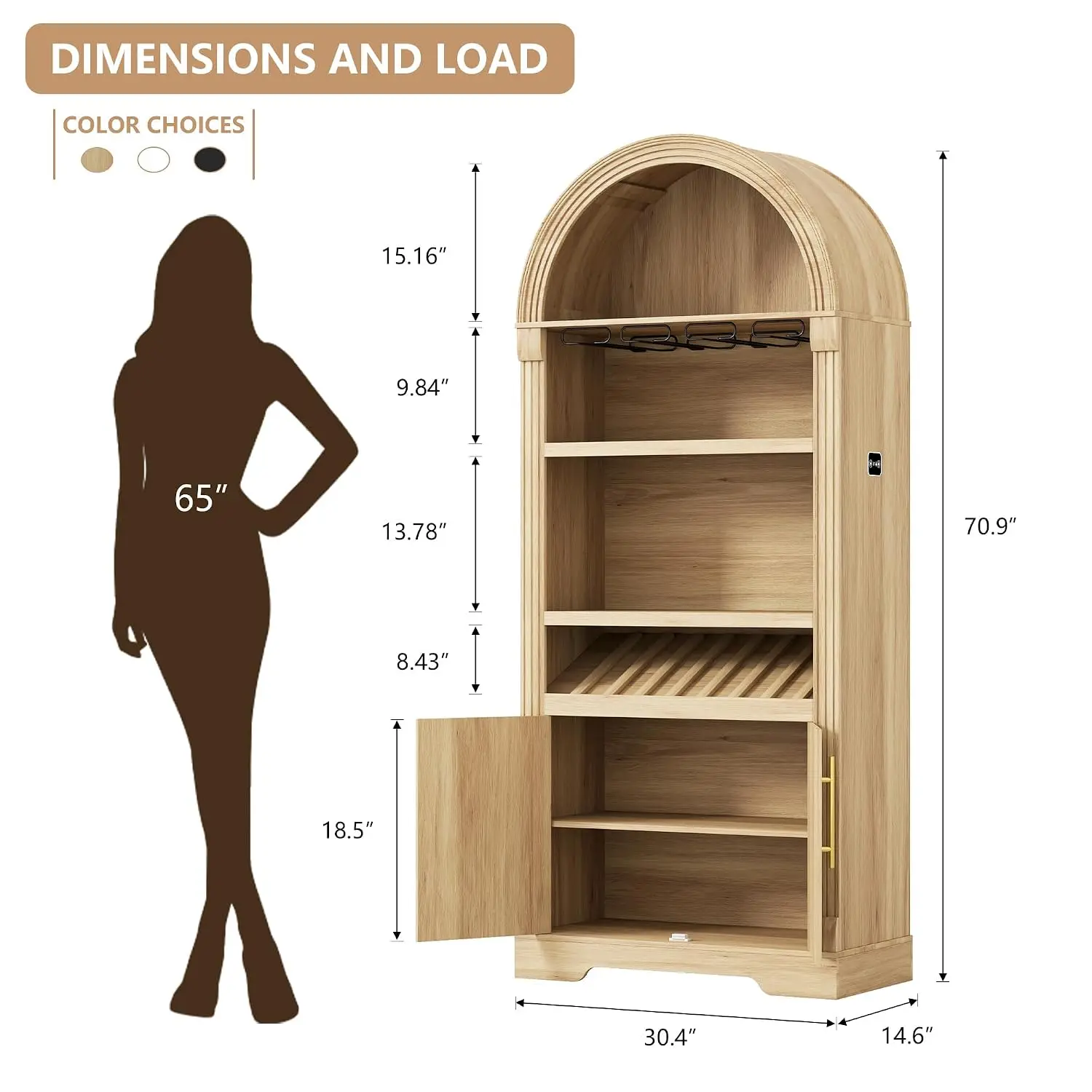Pantry Cabinet with Led Light, Motion Sensor, Adjustable Shelf, Liquor Storage for Kitchen, Dinning Living Room