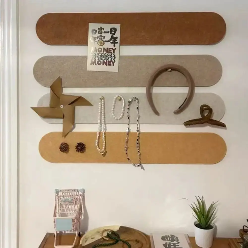 3PCS Decorative Wall Mounted Felt Wall Board Multi-Purpose Adhesive Install Pin Board Universal Felt Strip Board Bedroom Decor