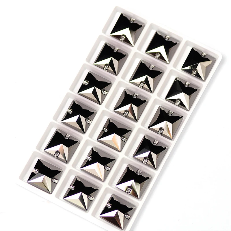 YANRUO 3240 All Sizes Jet Hematite Flatback Square Strass Loose Diamond Sew On Rhinestone Crystal Glass Stones Crafts