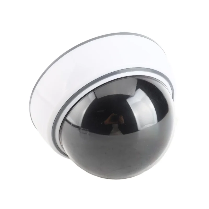 1Pc Simulation Camera Fake Dummy Dome Surveillance Security Camera Flashing Red Light (White)