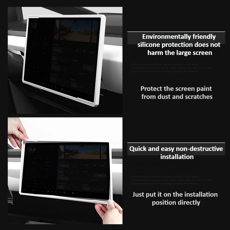 For Tesla Cybertruck 2024-2026+ Center Control Screen Protective Cover Silicone Crash Protection Frame Interior Car Accessories