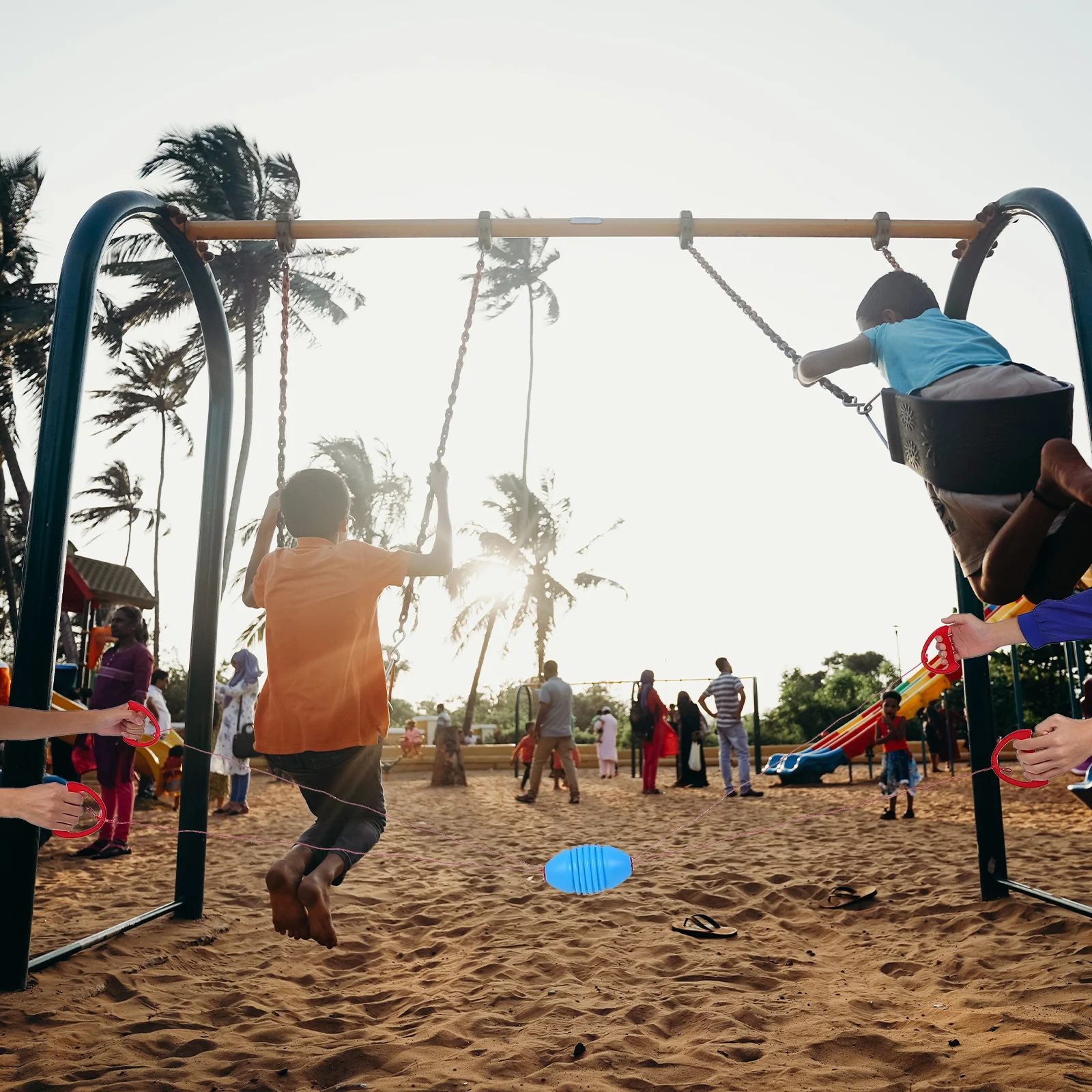 2 قطعة كرات سحب يدوية مزدوجة التعاون التفاعلي كرات وامضة رياض الأطفال الوالدين والطفل في الهواء الطلق #3