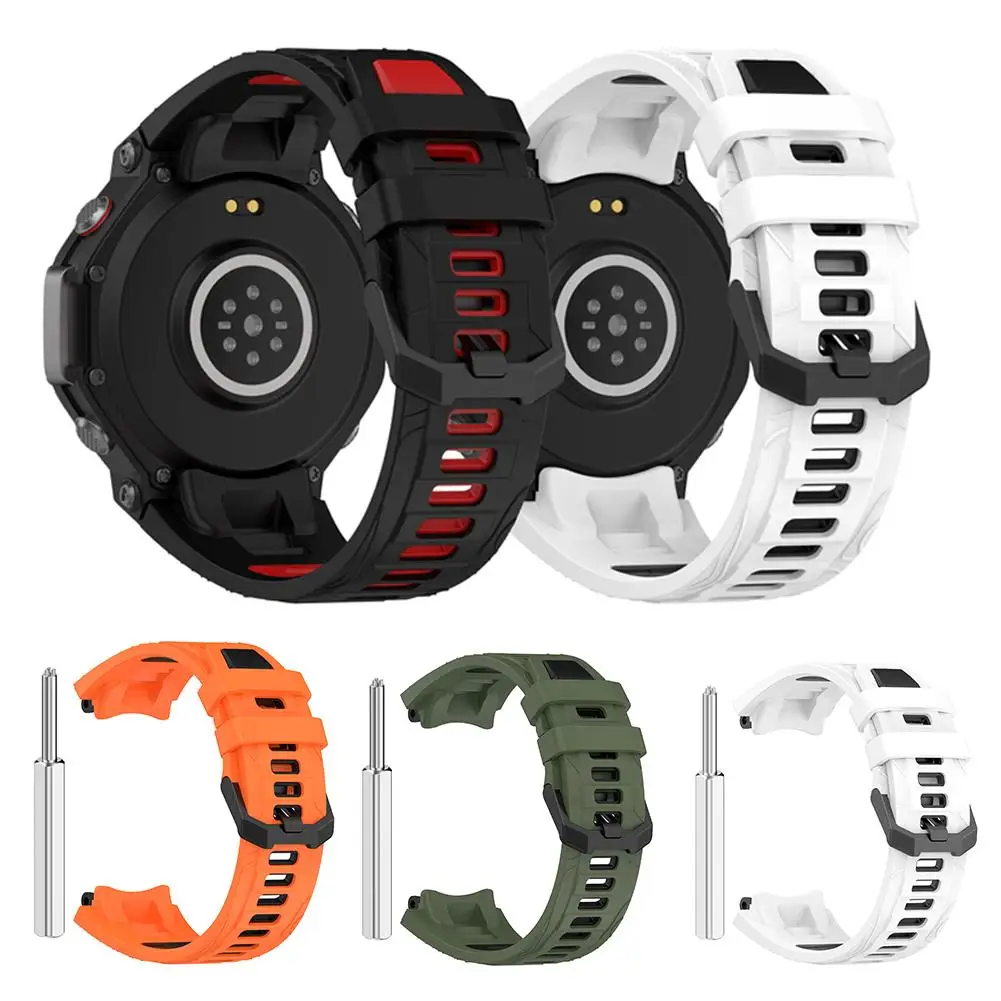 Bicolor Silicone Strap for Huami Amazfit T-REX 3 Smart Watch Strap Watchband T-Rex3 Sport Bracelet Wristband With Tool