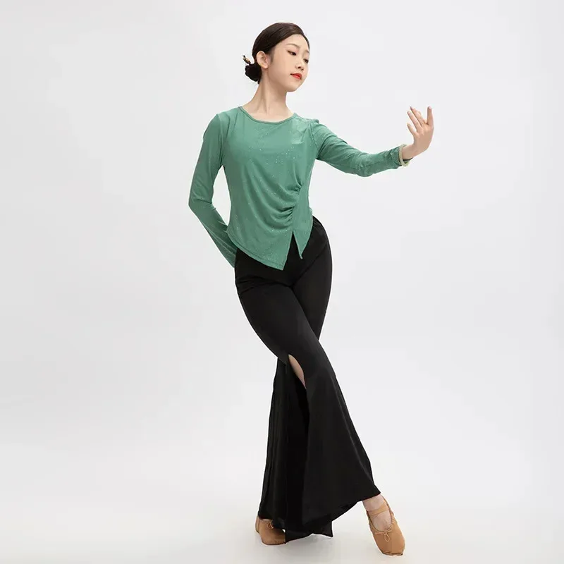 

Женская одежда для занятий йогой, спортивных танцев, женская одежда для танцев с павлином, осенние брюки для восточных танцев, костюм из двух предметов с длинными рукавами