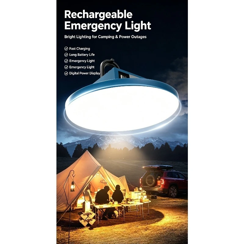 Rechargeable Camping Light Bright LED Tent Lamp Long Lasting Outdoor Emergency Light for Home Market Stall Night Use