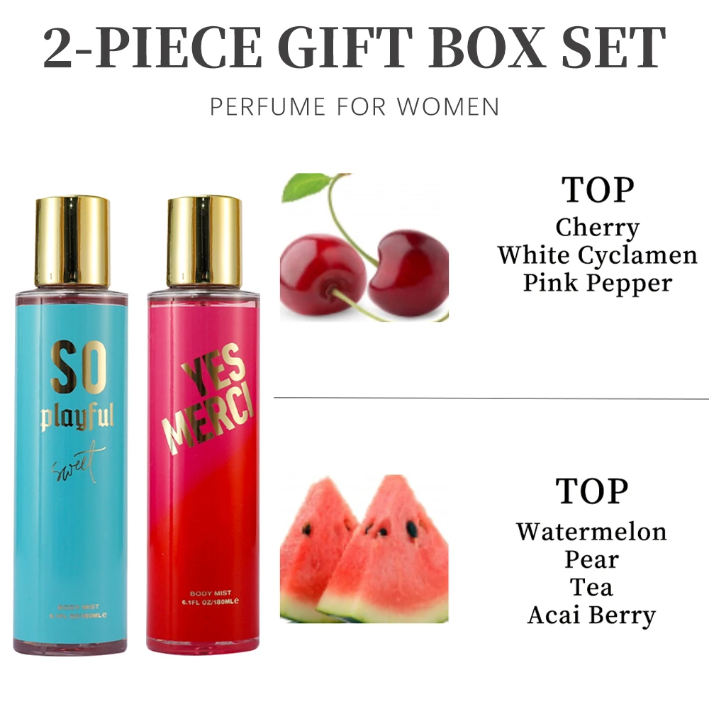 Women's Fragrance Sets 2 Pcs 6.1fl.oz Body Mist for Women Body Spray Gifts Set Long Lasting Fragrance for Holiday Gifts Dating