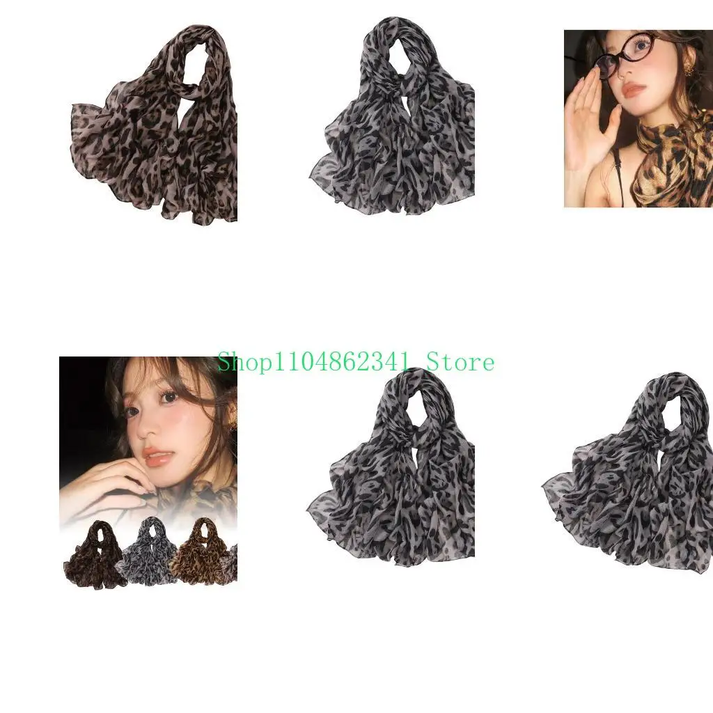 5asd 180cm Leopard Print Scarf Fashionable Neck Wrap Shawl Comfortable & Breathable