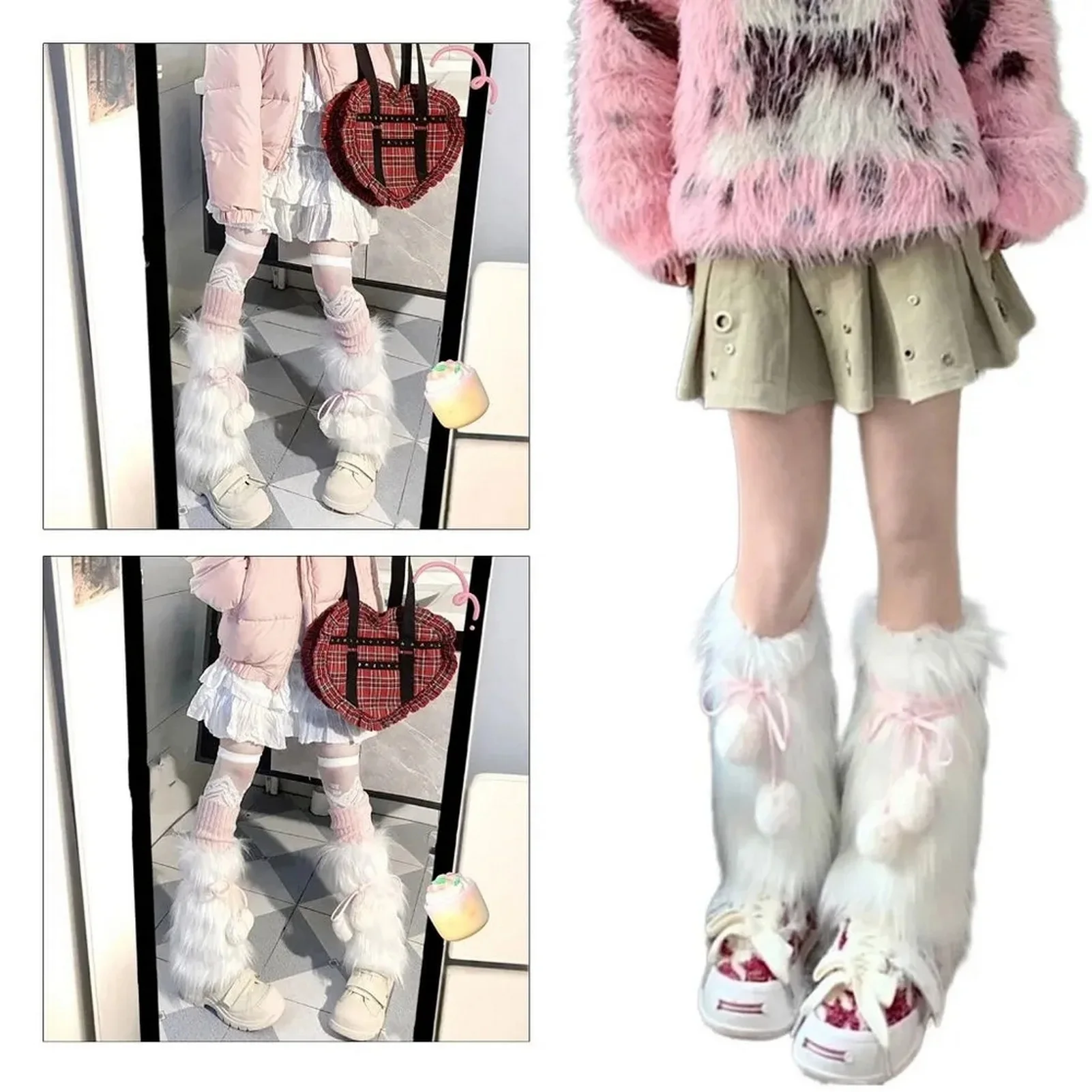 

Осенне-зимние популярные носки для девочек, плюшевые зимние гетры, милые плюшевые длинные носки без ног с декором в виде банта для вечеринки, танцев, спорта