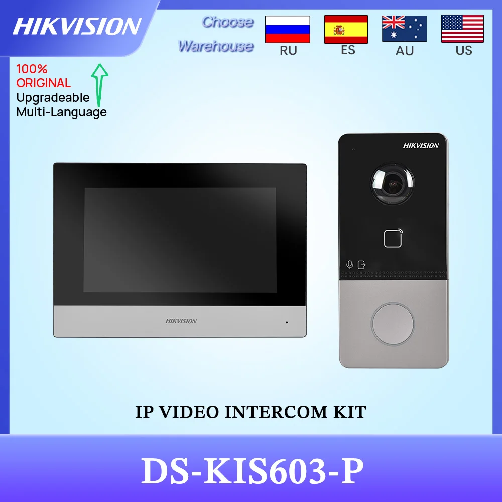 HIKVISION DS-KIS603-P IP-Video-Gegensprechanlage-Kit für Villa/Haus, inklusive DS-KV6113-WPE1*1&DS-KH6320-WTE1*1&PSU*2 Türklingelmonitor
