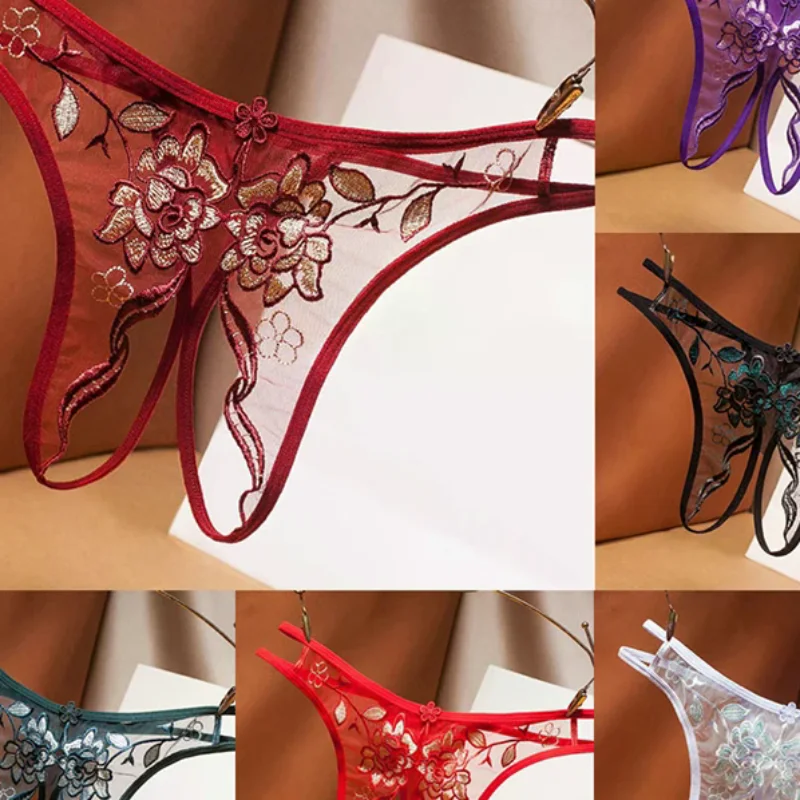 

Sexy Lace Panties Women'S Panties Transparent Thongs Butterfly Embroidery Pattern Underwear