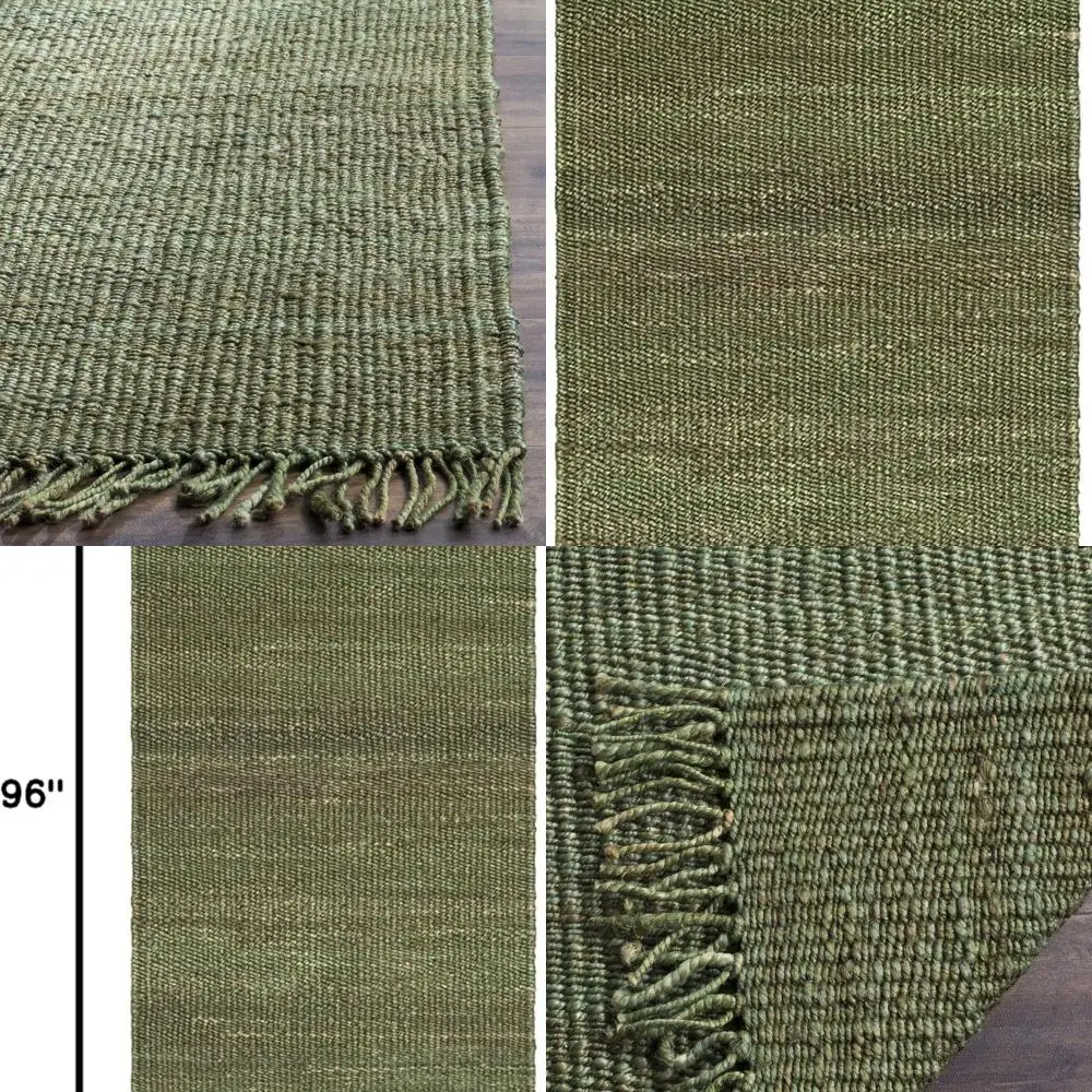 

Джутовый ковер в стиле бохо ручной работы, зеленый, 2 фута 6 x 8 футов, натуральное волокно, идеально подходит для гостиной и спальни, большие дорожные помехи (NF368G)