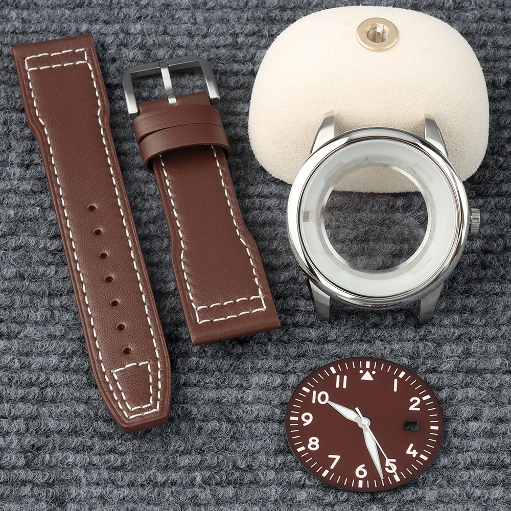 

NH35 Case Dial 42.7mm For Mark XX Waterproof Watch Case Leather Strap Fit NH35 NH36 Movement Watch Accessories Replacements