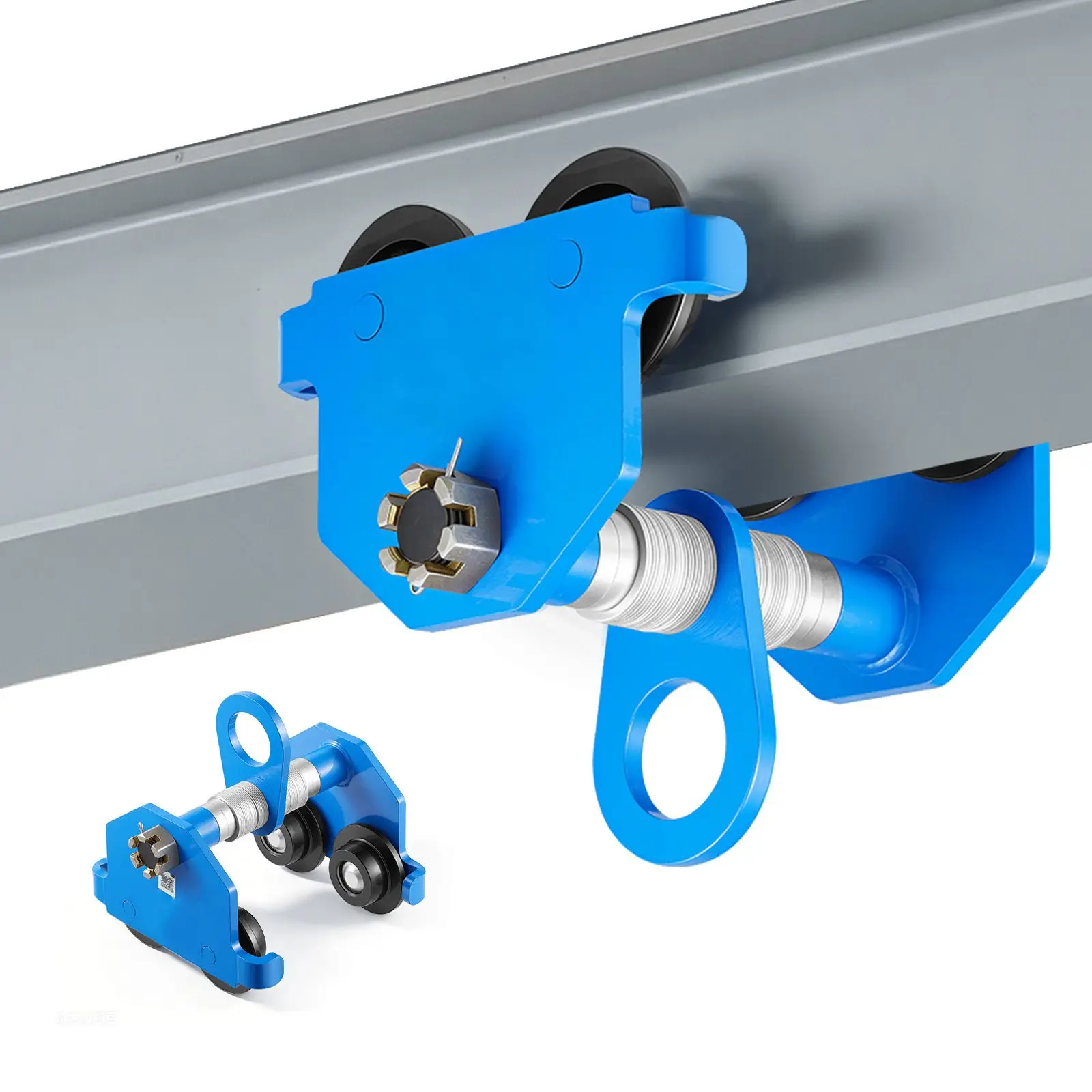 Manual Trolley, 4400 lbs/2 Ton Load Capacity, Push Beam Trolley with Dual Wheels, Adjustable for I-Beam Flange Width 2.4