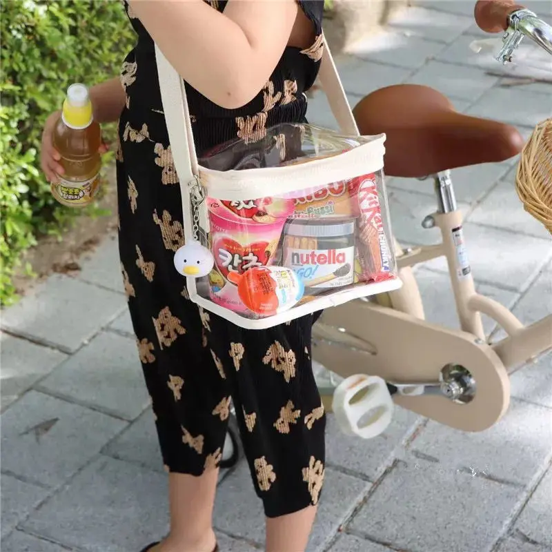 Simple Leisure Travel See-Through Crossbody Pvc Swimming Waterproof Children's Beach Play Handbag Sand Bag Woman