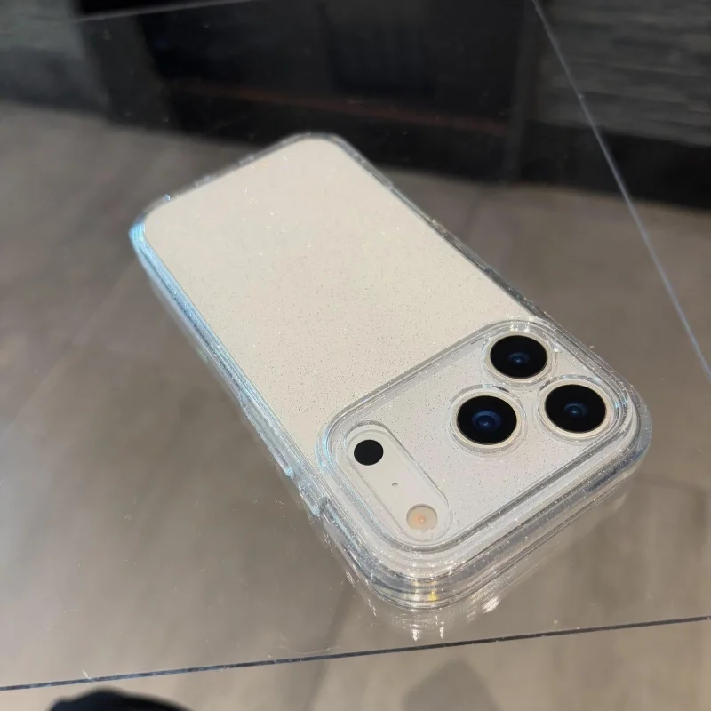 Luxuriöse, glitzernde, transparente und stoßfeste Schutzhülle für iPhone 18Pro, 17, 17Air, 17Pro Max mit transparentem Linsenschutz und harter Rückseite – Detail 3