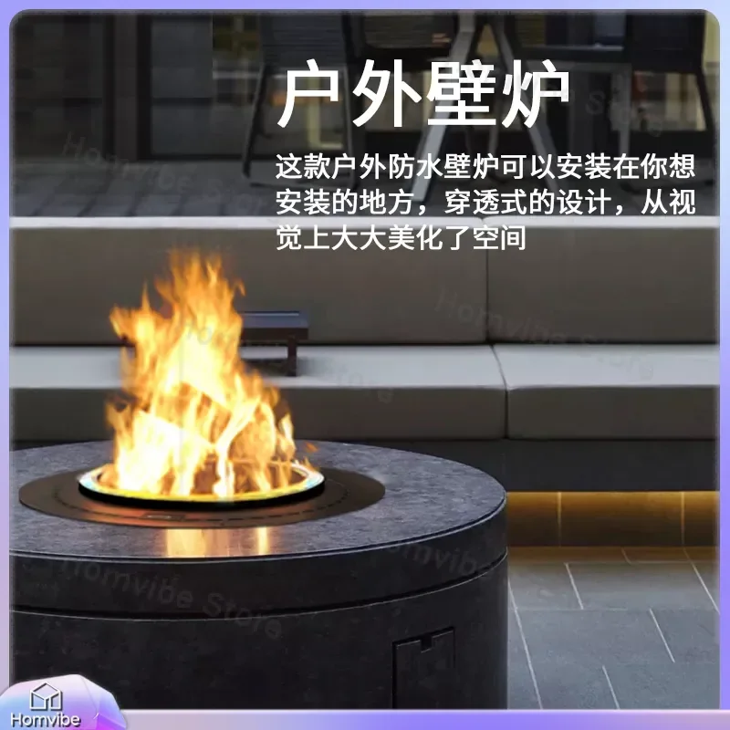 for Round Atomizing Fireplace Decoration Outdoor Waterproof Simulation Flame Household Coffee Table Embedded 3D Mist Effect