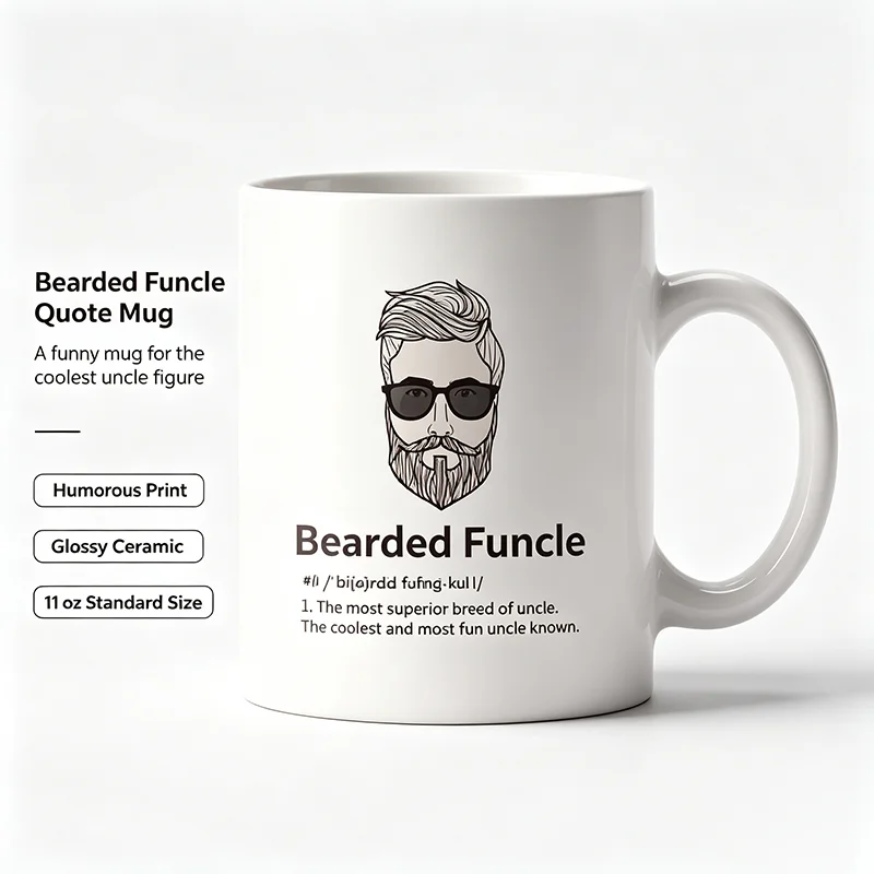 Funny Bearded Funcle Ceramic Coffee Mug Hipster Beard Man Definition Print Tea Cup Novelty Family Gift For Uncle Water Cup