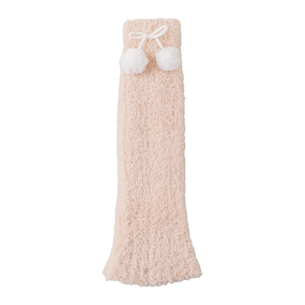 

Японские пушистые гетры в стиле Y2K с плюшевыми шариками-подвесками, однотонные мягкие накладки на ботинки в стиле Лолита, высокие носки до колена для девочек, JK