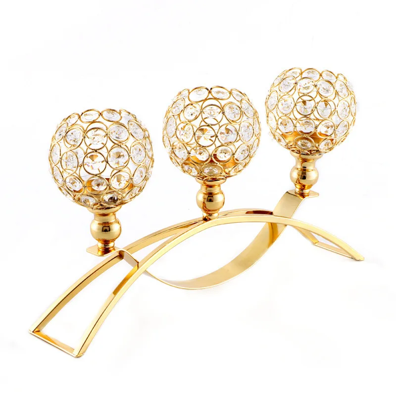 3 Arms Candelabras Crystal Candelabrum Goblet Candle Holders Bowl Tealight Candlesticks Home Wedding Ornament Decor
