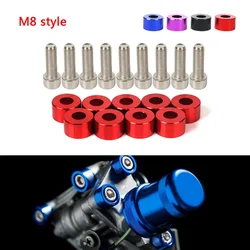 9Pcs/Pack M8 Aluminum Fender Washers and Bolt for Honda Air Inlet Manifold Engine Civic B/D/K Series Engine Branch Pipe Screw