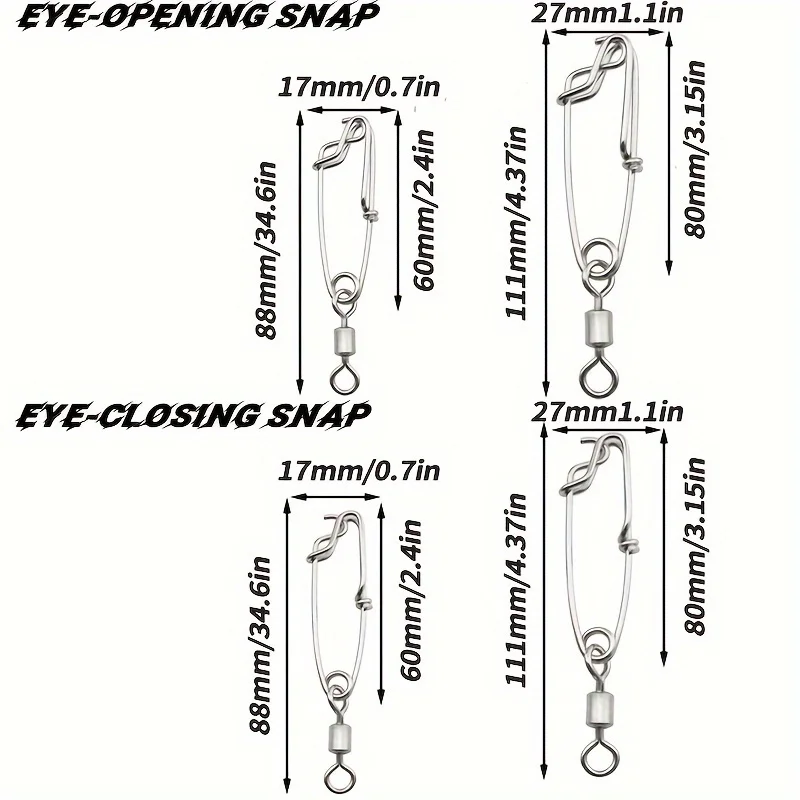 5pcs Longline Fishing Swivel Snap, Stainless Steel Longline Snap Swivels, Fishing Accessories, Eye-opening And Eye Closing Pin
