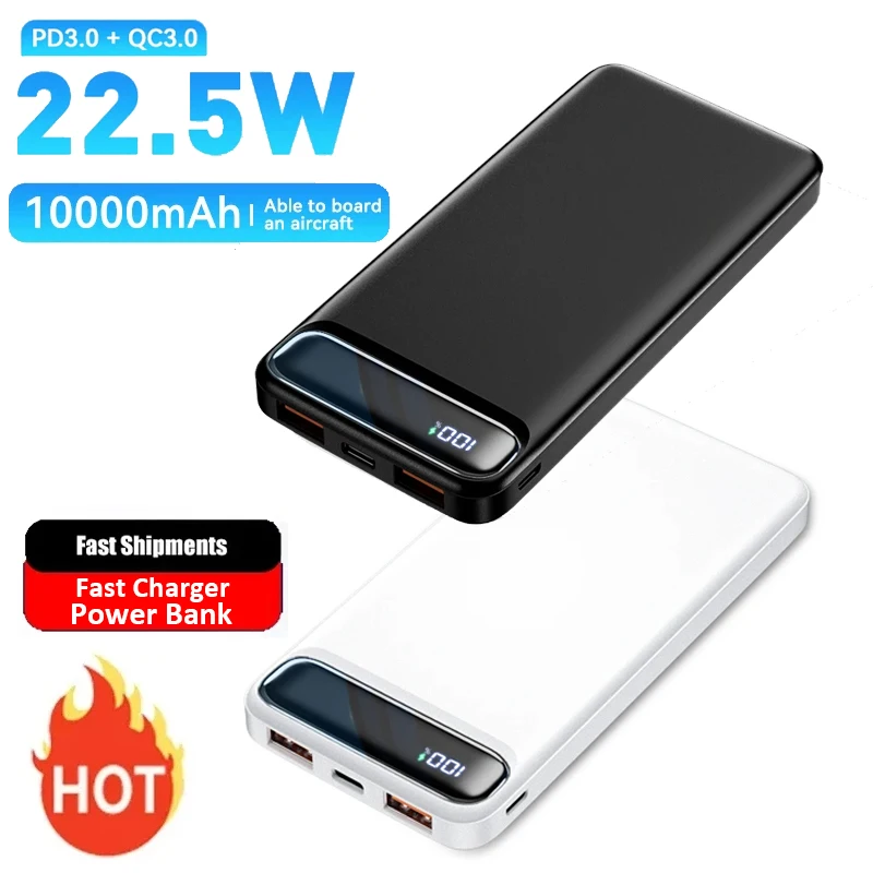 Ranwomen Power Bank 10000mAh Portable Charger Powerbank USB Type C PD Fast Charging Powerbank External Battery for iPhone Xiaomi