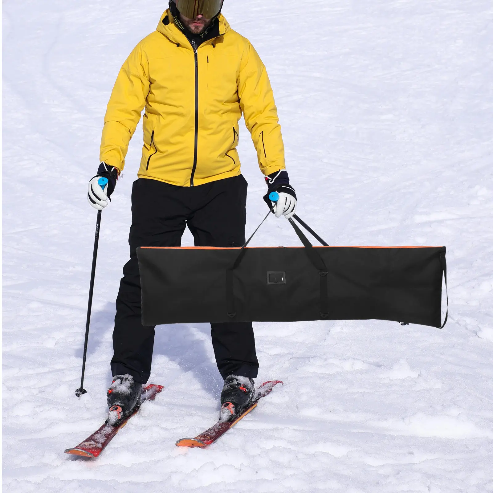 

Сумка для хранения сноуборда, черная, 65,8x16,1x0,3 дюйма, сверхпрочная водонепроницаемая сумка для переноски лыж, для авиаперелетов, зимнего спортивного снаряжения, для использования на открытом воздухе