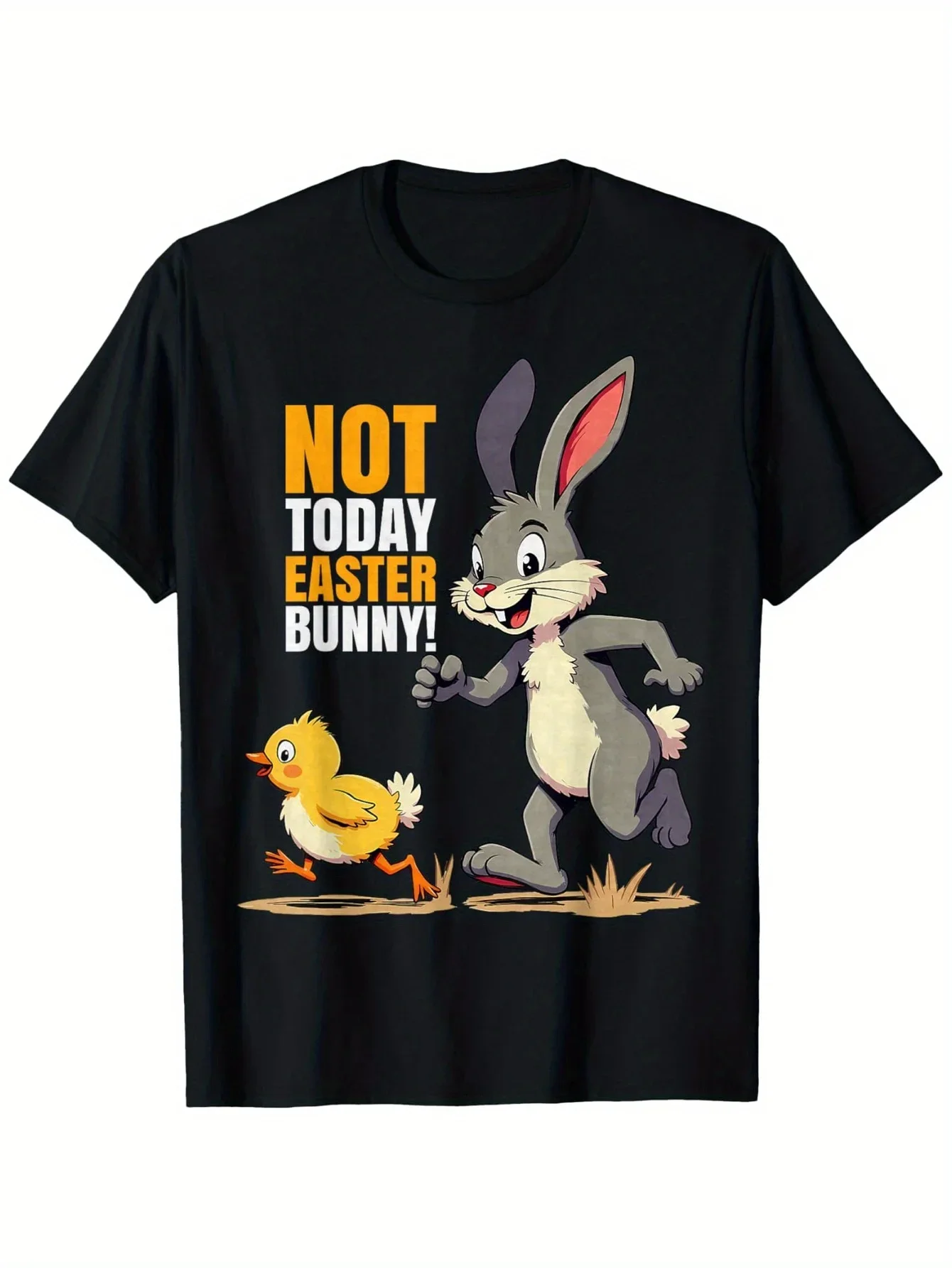 

Not Today Easter Bunny Chick Funny Graphic Cotton Tee Men's Breathable Crew Neck T-Shirt