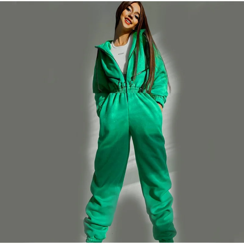 خريف 2024 بدلة رير نسائية غير رسمية بقلنسوة عصرية بنطال ذو قصة أرجل واسعة مريحة تسمح بمرور الهواء للسيدات #4