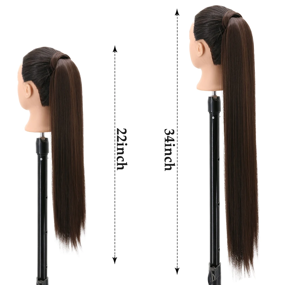 Extensión de cabello sintético Natural para mujer, coleta envolvente, Clip de cola de caballo en postizo, Rubio, marrón, negro, peinado