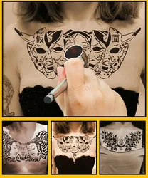 Special large print tattoo template for spray painting, Buddha Kirin leopard chest tattoo