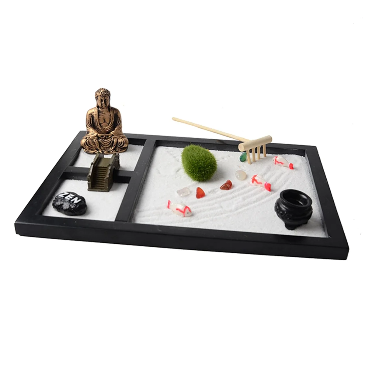 BAAU Japanese ZenGarden Kit for Desk - Relaxing Sand Box Set with Accessories for Office Tabletop Decor and MeditationGift