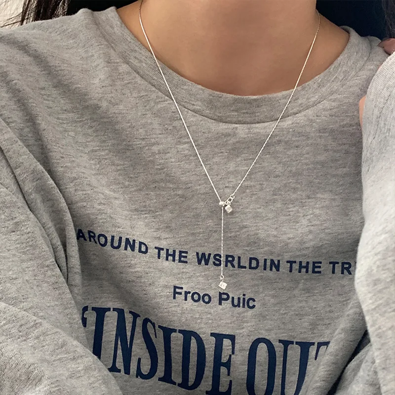 

Новое ожерелье из стерлингового серебра 925 пробы с подвеской в форме геометрического символа, длинный кулон-чокер, подарок на день рождения для женщин, изысканное украшение