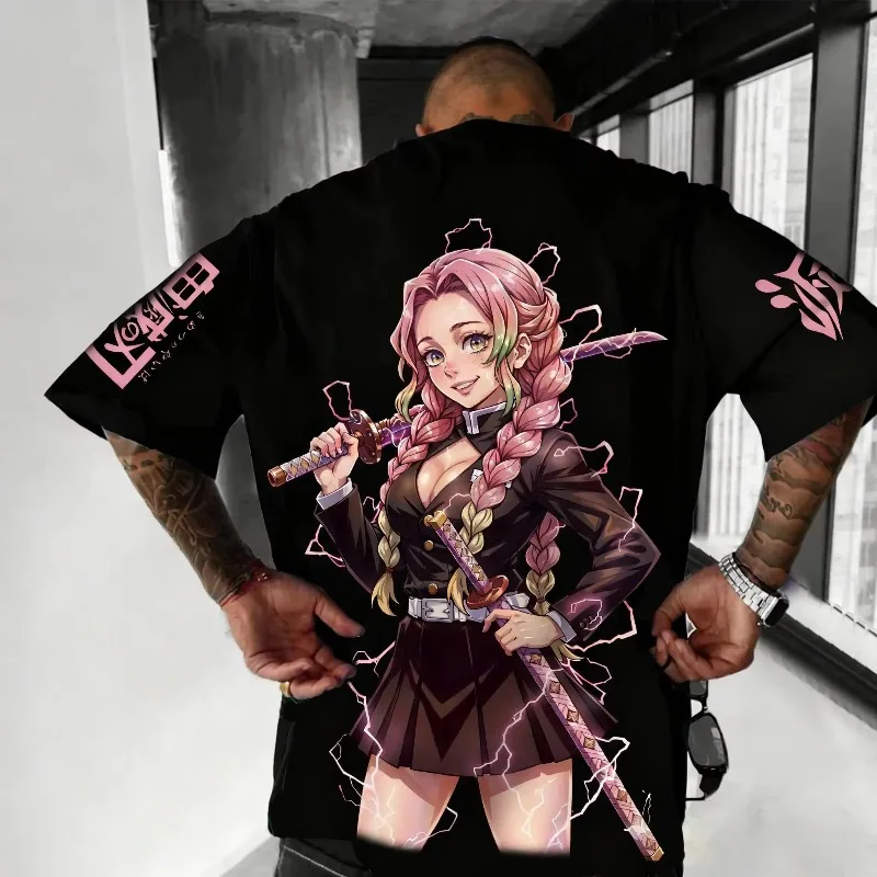 2026 Demon Slayer Anime Co-Branded Baumwoll-T-Shirt für Herren – Sommer Neuheit, Hip-Hop, Trendy, Übergröße, Lässig, Locker, Y2K, Eltern-Kind-Oberteil