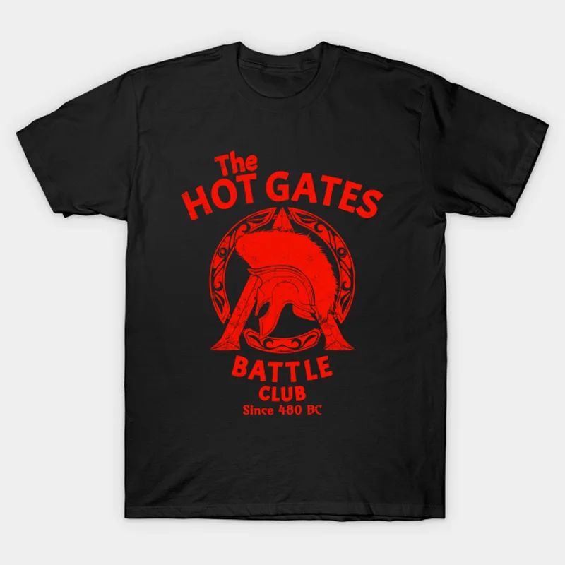 The Hot Gates Battle Club Corinthian Helmet Sparta Symbol T-Shirt 100% Cotton O-Neck Short Sleeve Casual Mens T-shirt Size S-3XL