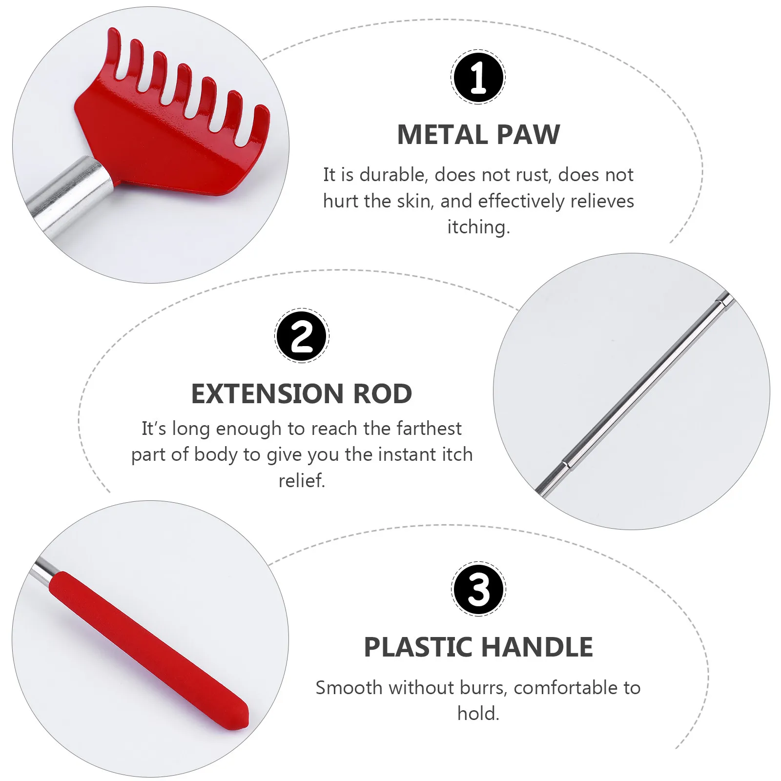 Multifunctional Stainless Steel Telescoping Back Scratcher Extendable Itch Relief Tool Body Massager Claw Scratcher view 2