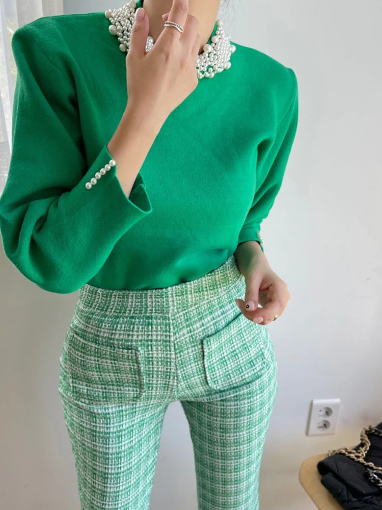 

Ele f High Collar Sweater Women's Korean Sle Autumn Winter Design Unique Knitted Top Heavy Work