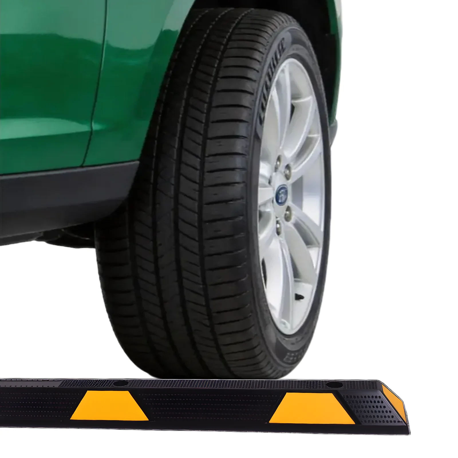 

72in Garage Floor Stopper W/ Yellow Reflective Stripes Auto Garage Wheel Stopper with Bolt Installation for Home Wall Driveway