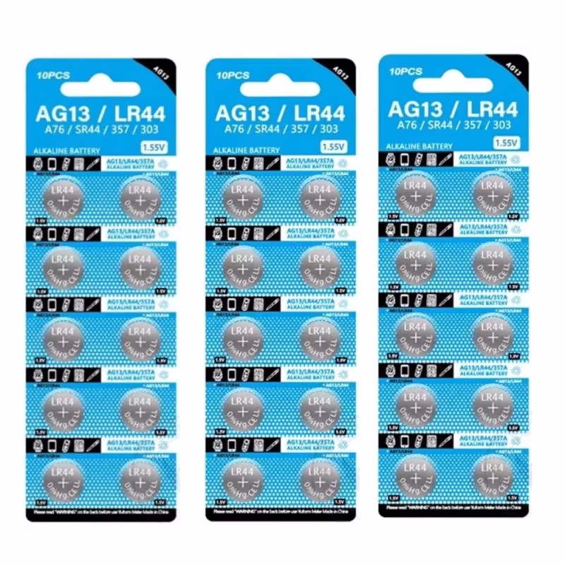 10 unidades AG13 LR44 A76 357 357A LR1154 SR1154 SR44 1,55 V batería alcalina para reloj calculadora llave de coche reloj remoto botón pila de moneda
