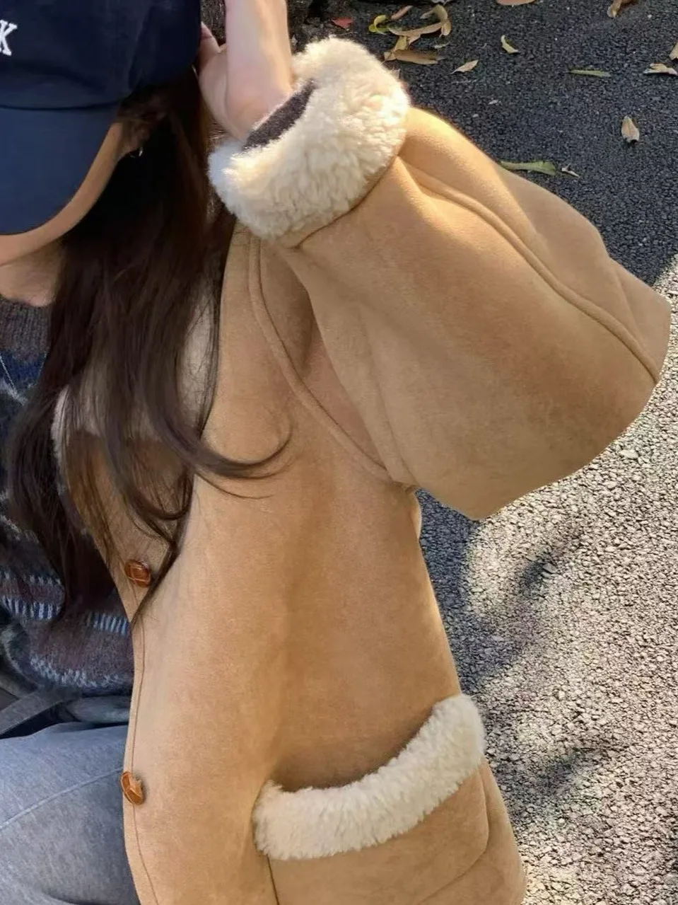 

Retro Cute 3D Musoom Buttoned ort Fur Leather Coat Women's Faionable Warm Coat Korean Sle Loose Fit Winter Outerwear