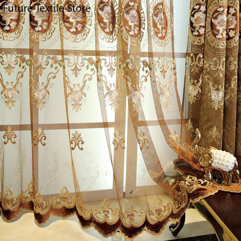 Living Room Bedroom Luxury Curtains Blackout Beautiful Embroidered Curtains Home Decoration Custom Finished Partition Curtains