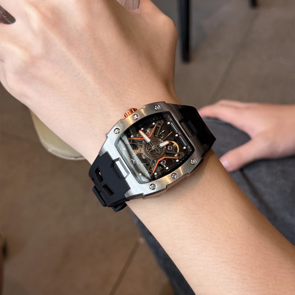 ONOLA Fashion New Popular Fully Automatic Mechanical Quality Men's Watch Sports Silicone Strap Cool Watches for Man Reloj Hombre
