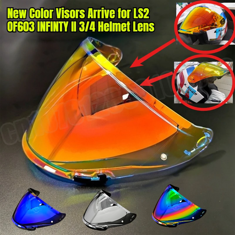 

LS2 OF603 helmet lens 3/4 helmet sun visor electroplated color changing film anti fog sticker day and night universal base