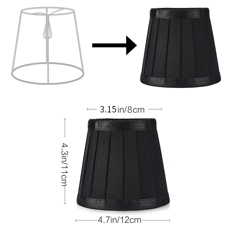 Heißer Clip auf Lampen schirmen Kerze Kronleuchter Lampen schirme für Decke Pendel leuchte Tisch lampe Stehle uchte 6 pcs schwarz