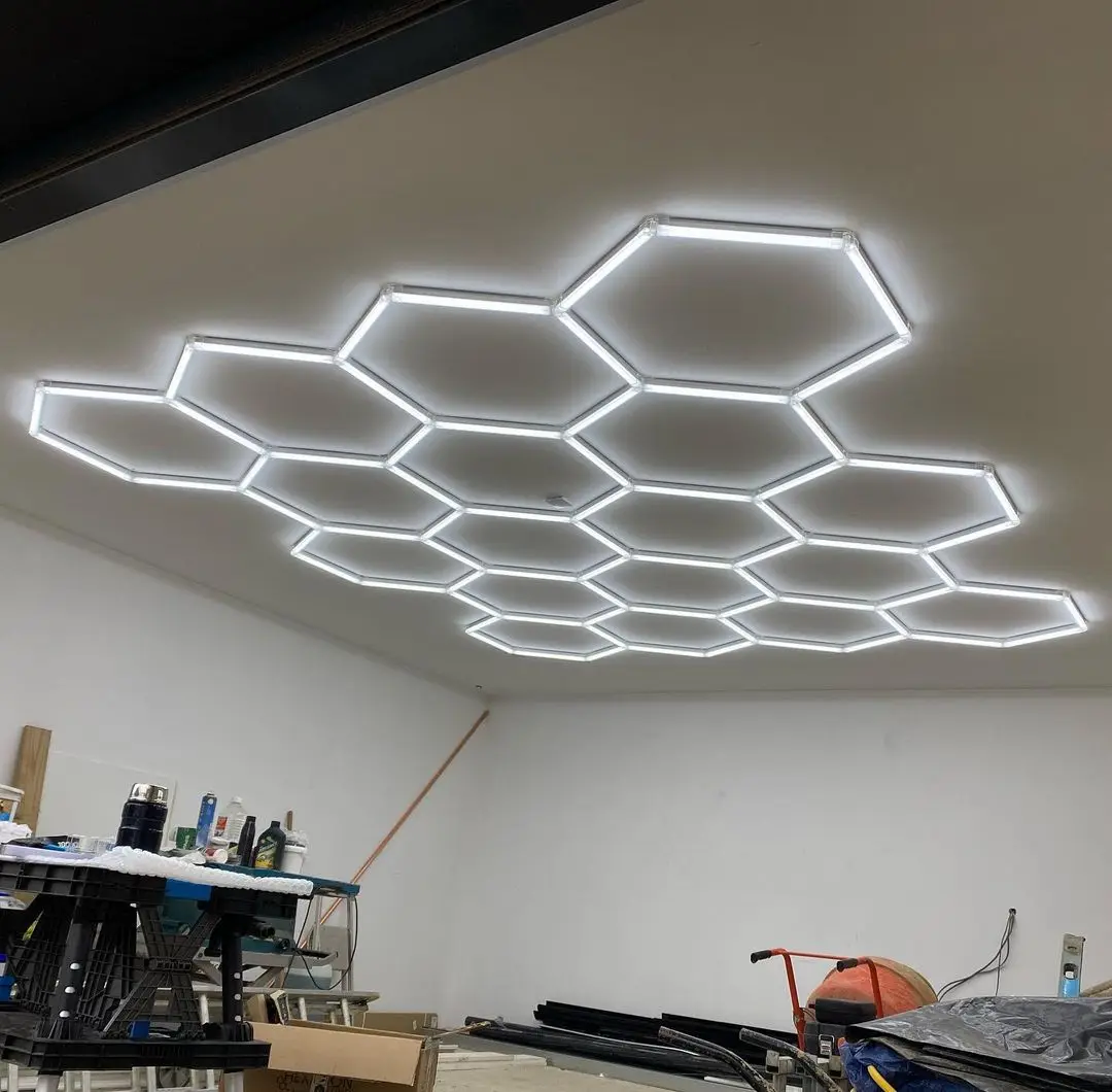 Garage Hexagon LED Light 50000H 6500K Ultra Bright for Home Gym Barbershop Car Detailing Bar Basement Workshop Ceiling Lighting image 2