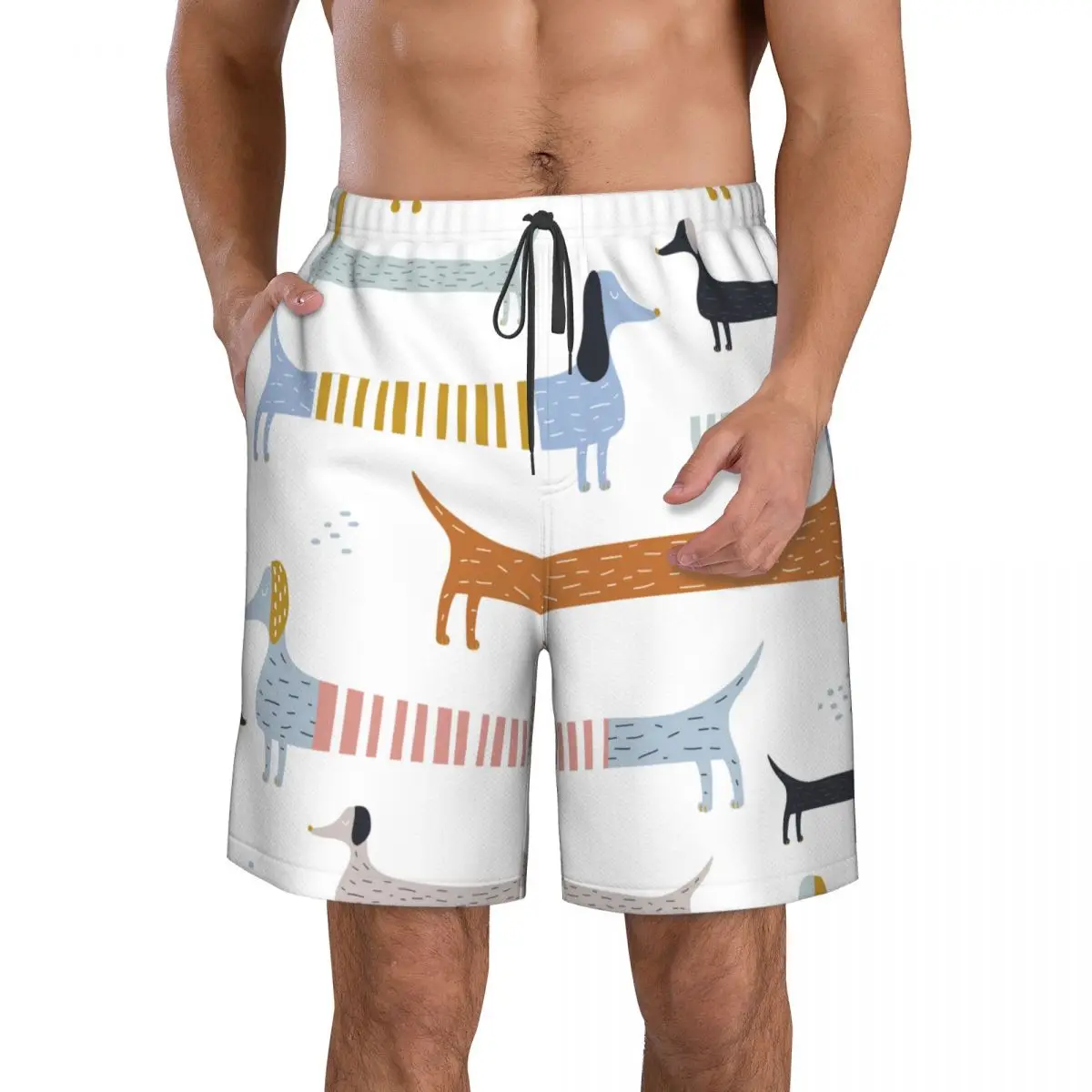 

Men's Swimming Shorts Colorful Dachshunds Scandinavian Trunks Beach Wear
