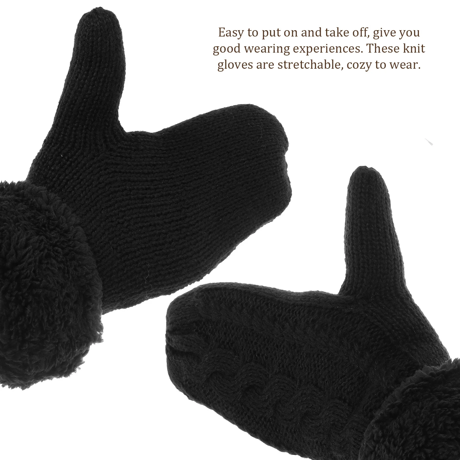 

VANZACK 1 Pair Windproof Thermal Gloves Warm Fleece Lined Winter Mittens for Men Women Outdoor Cold Weather Black Acrylic
