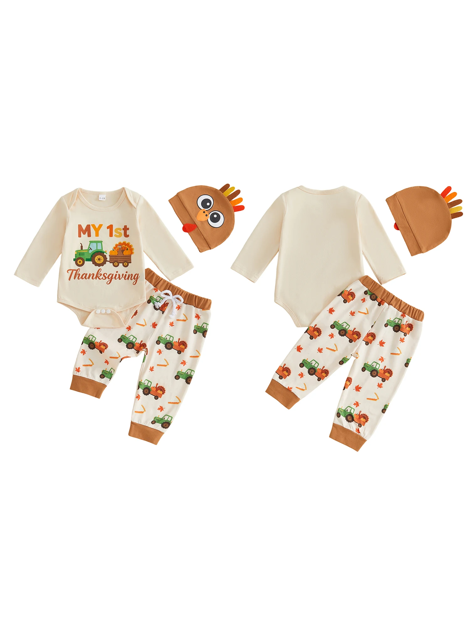 Baby Boy Thanksgiving Turkey Outfit Set with Hat