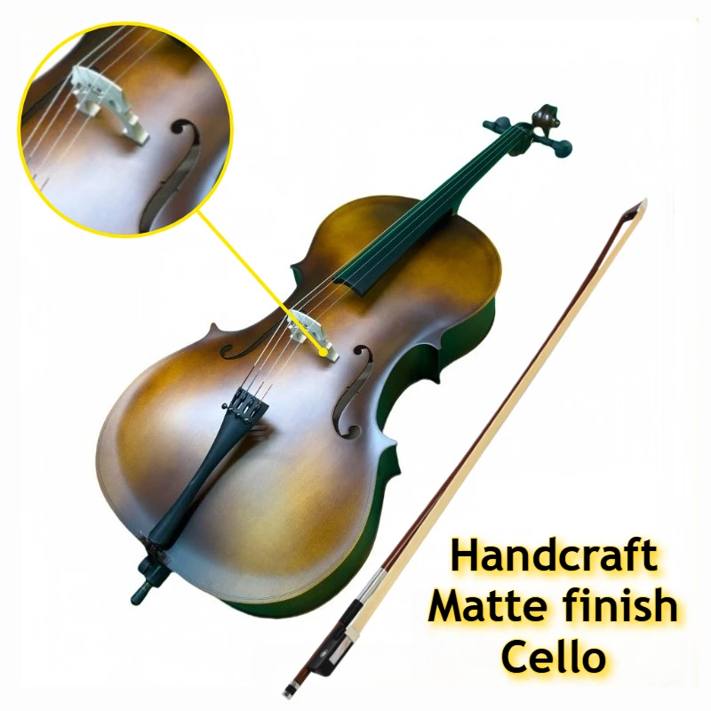

Музыкальный инструмент ручной работы: виолончель с матовым покрытием для начинающих и взрослых, полноразмерная (4/4, 3/4, 1/2) с футляром и смычком