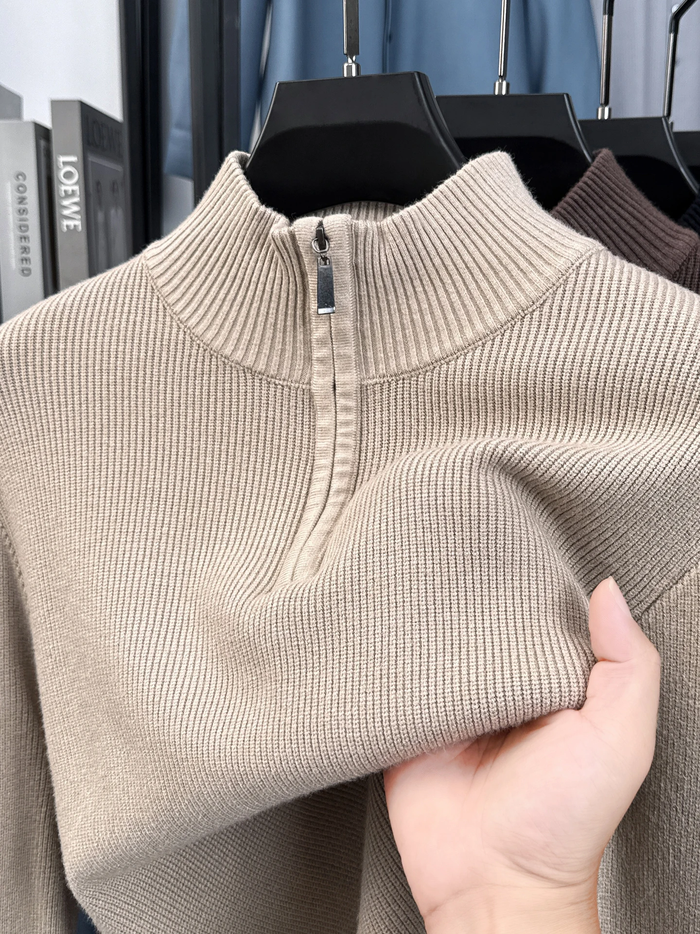 

Thiened f вязаный свитер с высоким воротником на молнии, мужской осенне-зимний новый повседневный длинный теплый пуловер из оленя све